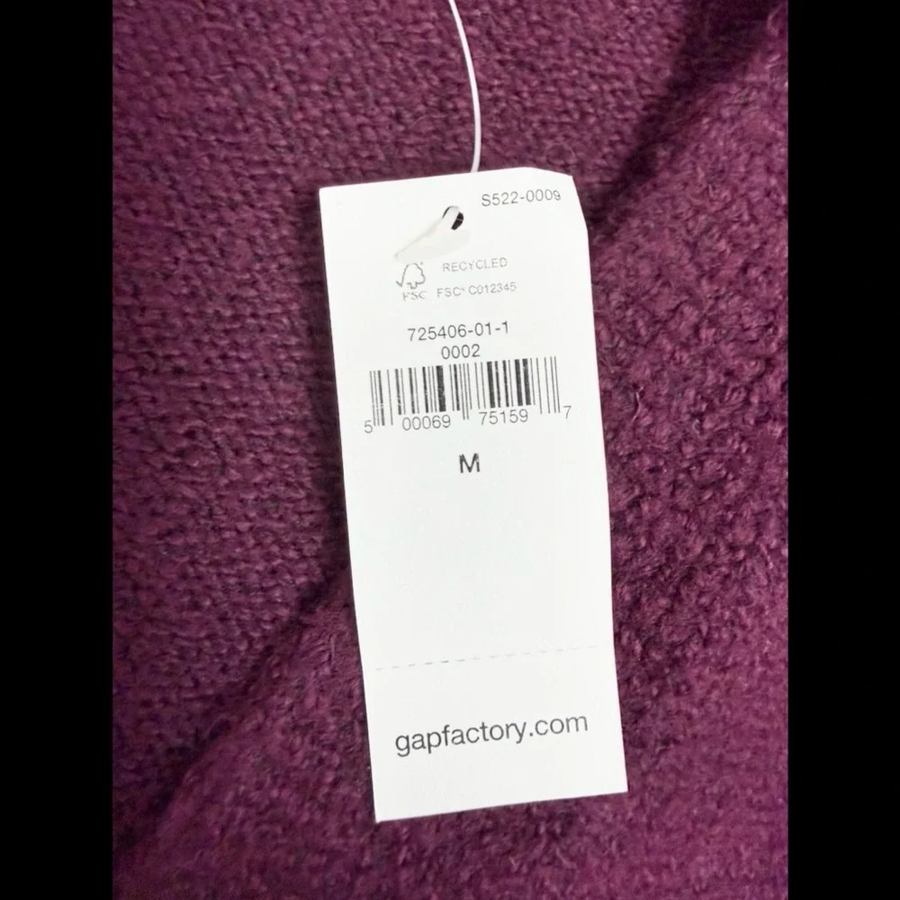 NWT GAP Women's Rich Purple burgundy open Cardigan size medium - Picture 3 of 5